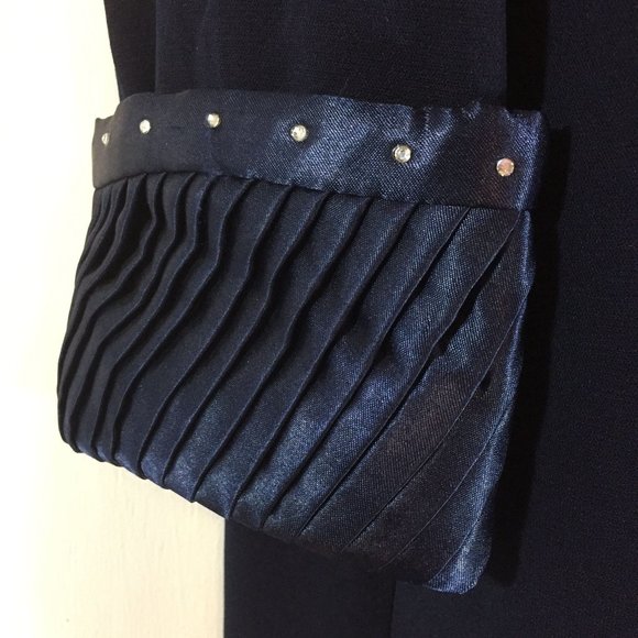 Dark Academia Womens Navy Blue Long Sleeve Dress Size 12 Button Front Princess C - Picture 6 of 10